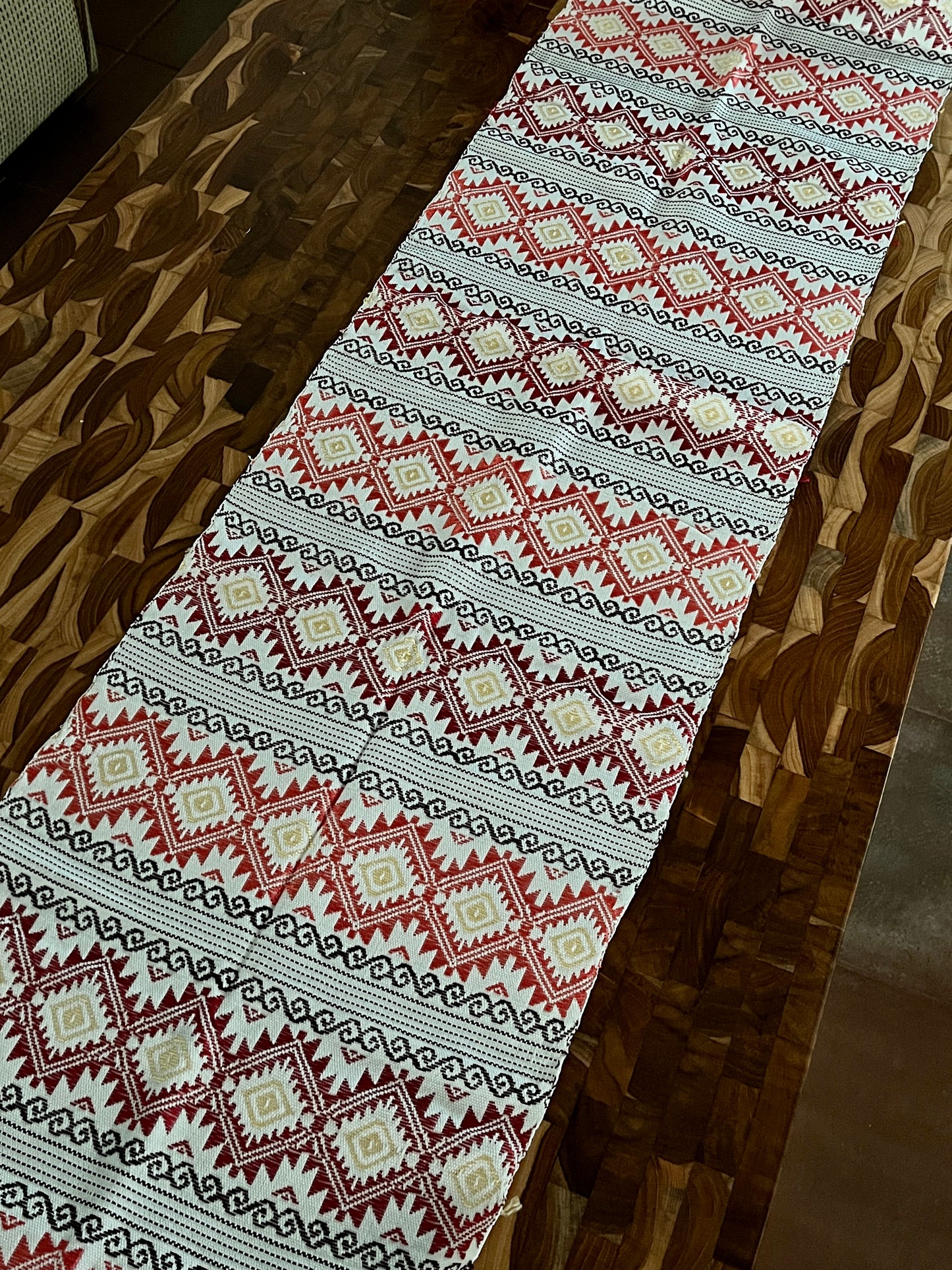 Coral and Red Diamonds Table Runner