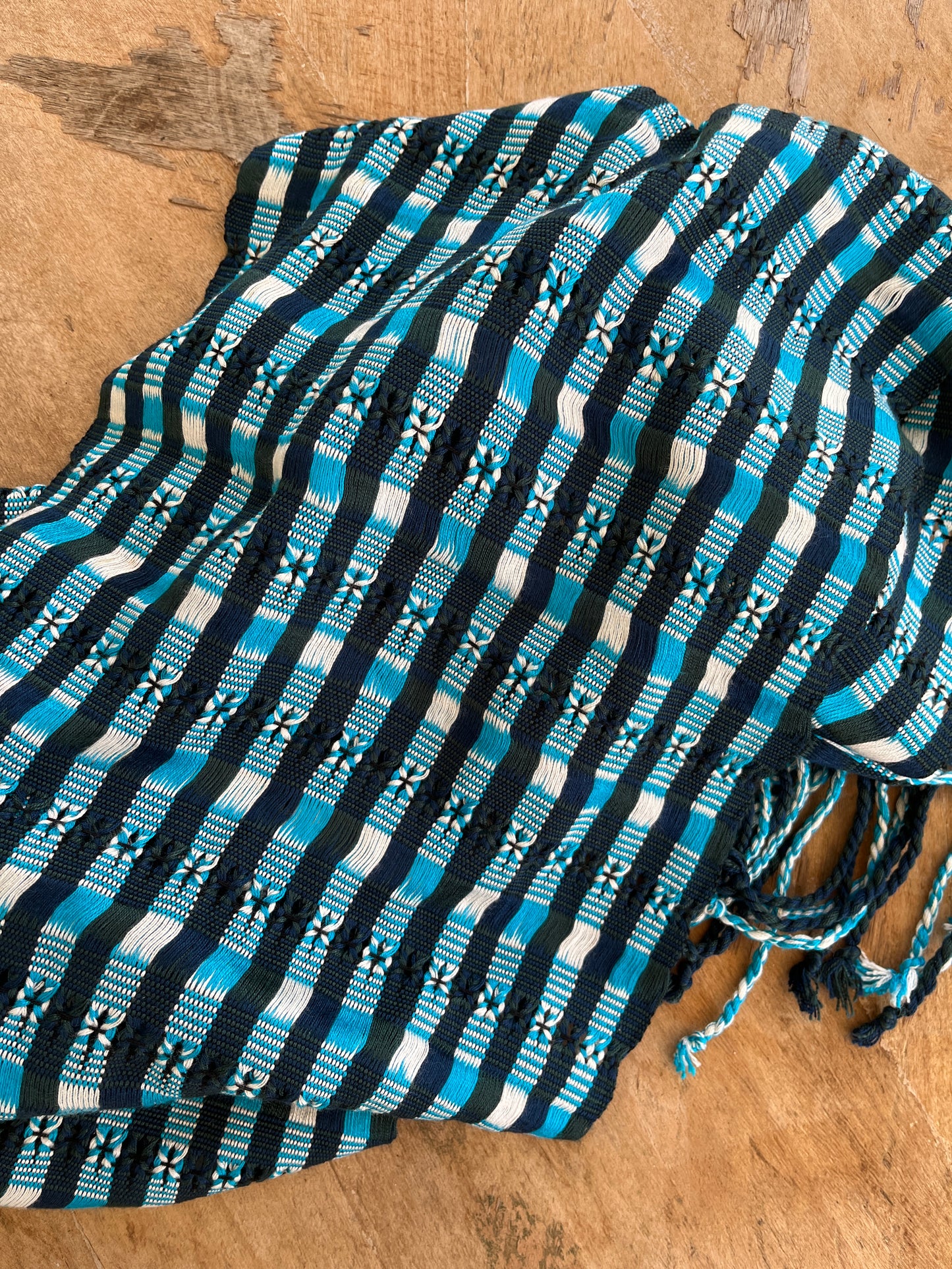 Hand Woven Scarf - Blue and White