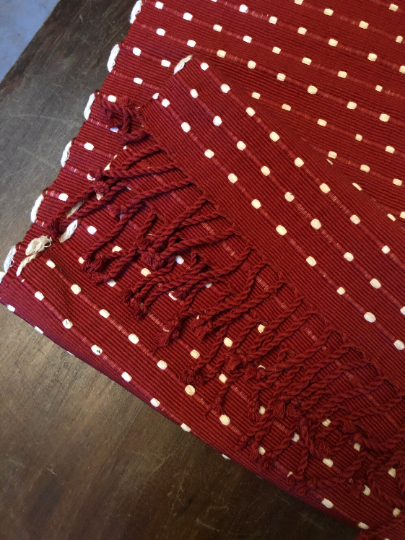 Guatemalan Natural Dyes Table Runner -Cochineal and Unbleached Cotton