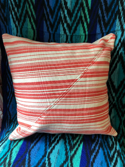 Guatemalan Hand Woven Pillow Cover - Melon Stripe