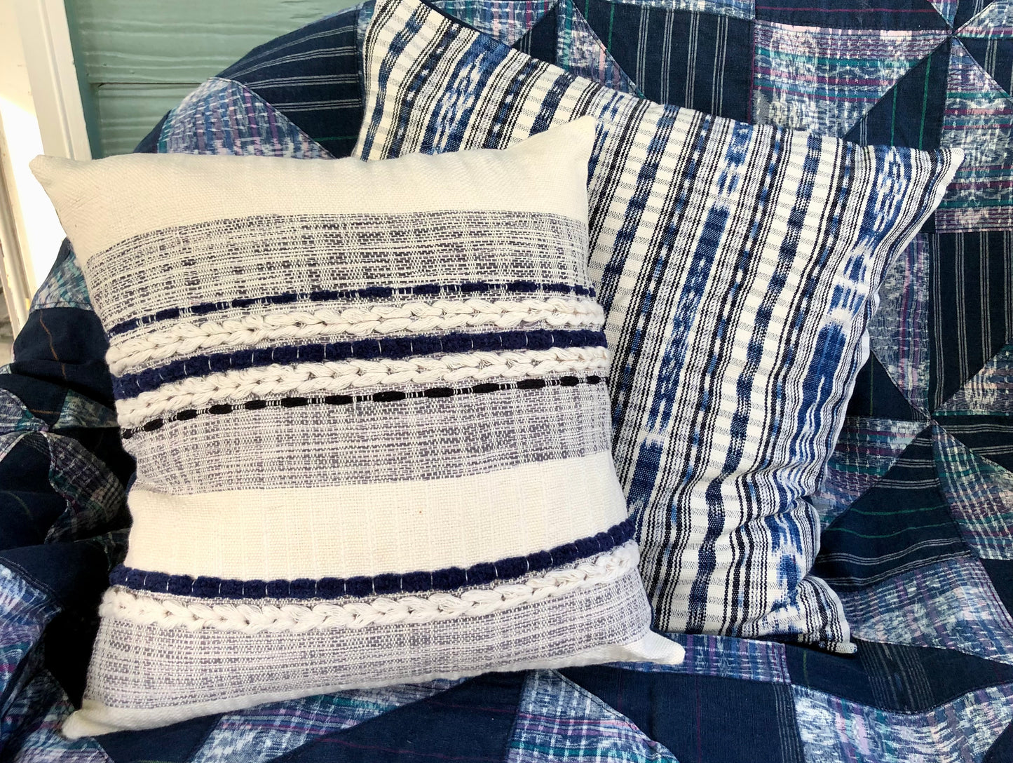 Blue Ikat Pillow cover