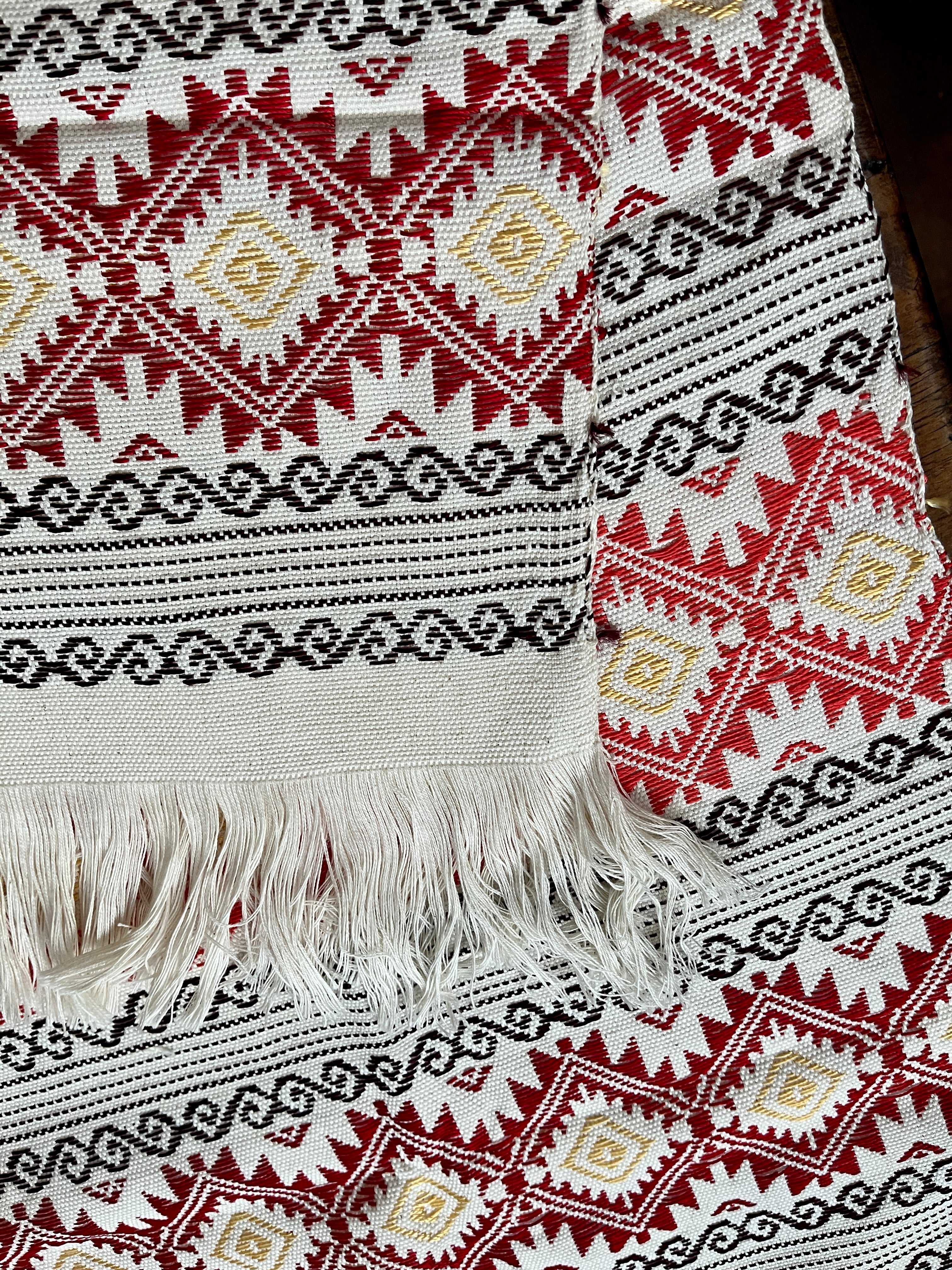Coral and Red Diamonds Table Runner