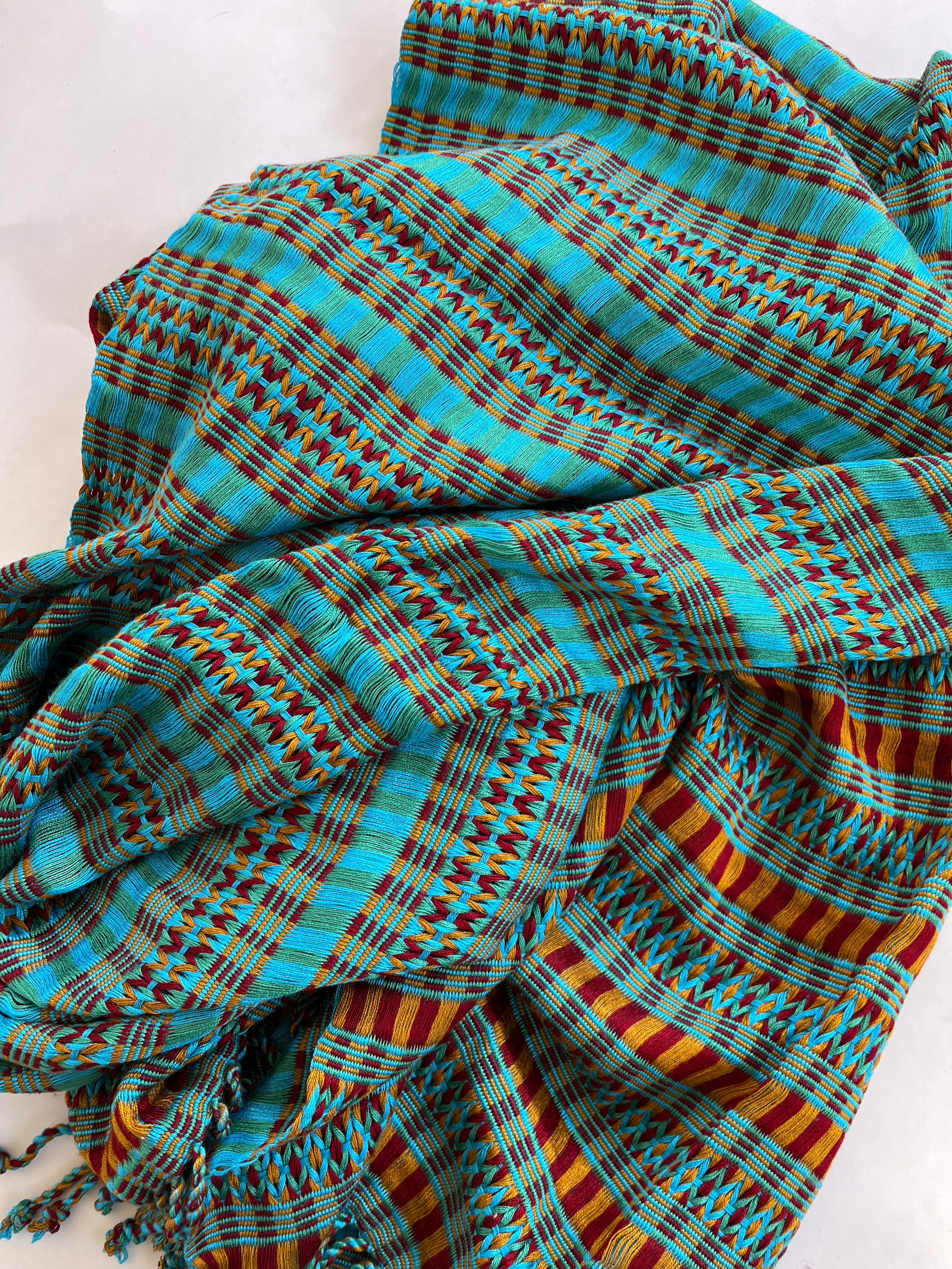 Turquoise and Copper Scarf/Throw