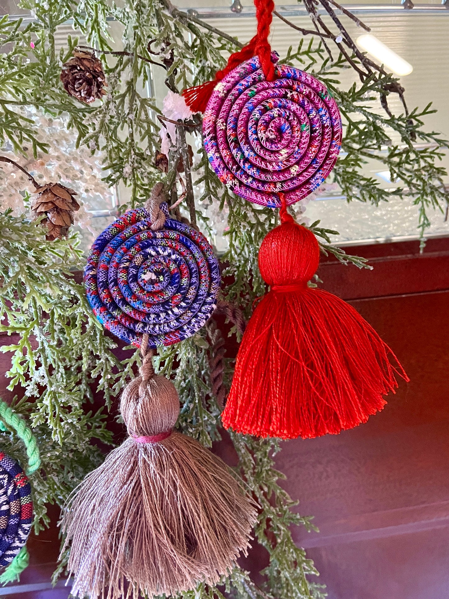 Circle PomPom Christmas Ornament