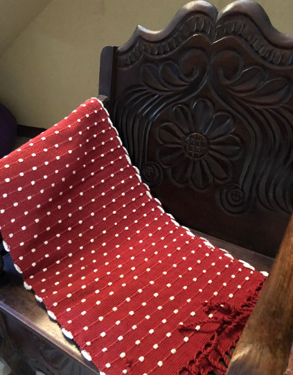 Guatemalan Natural Dyes Table Runner -Cochineal and Unbleached Cotton
