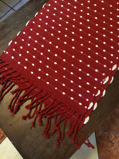 Guatemalan Natural Dyes Table Runner -Cochineal and Unbleached Cotton