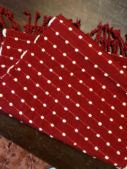 Guatemalan Natural Dyes Table Runner -Cochineal and Unbleached Cotton