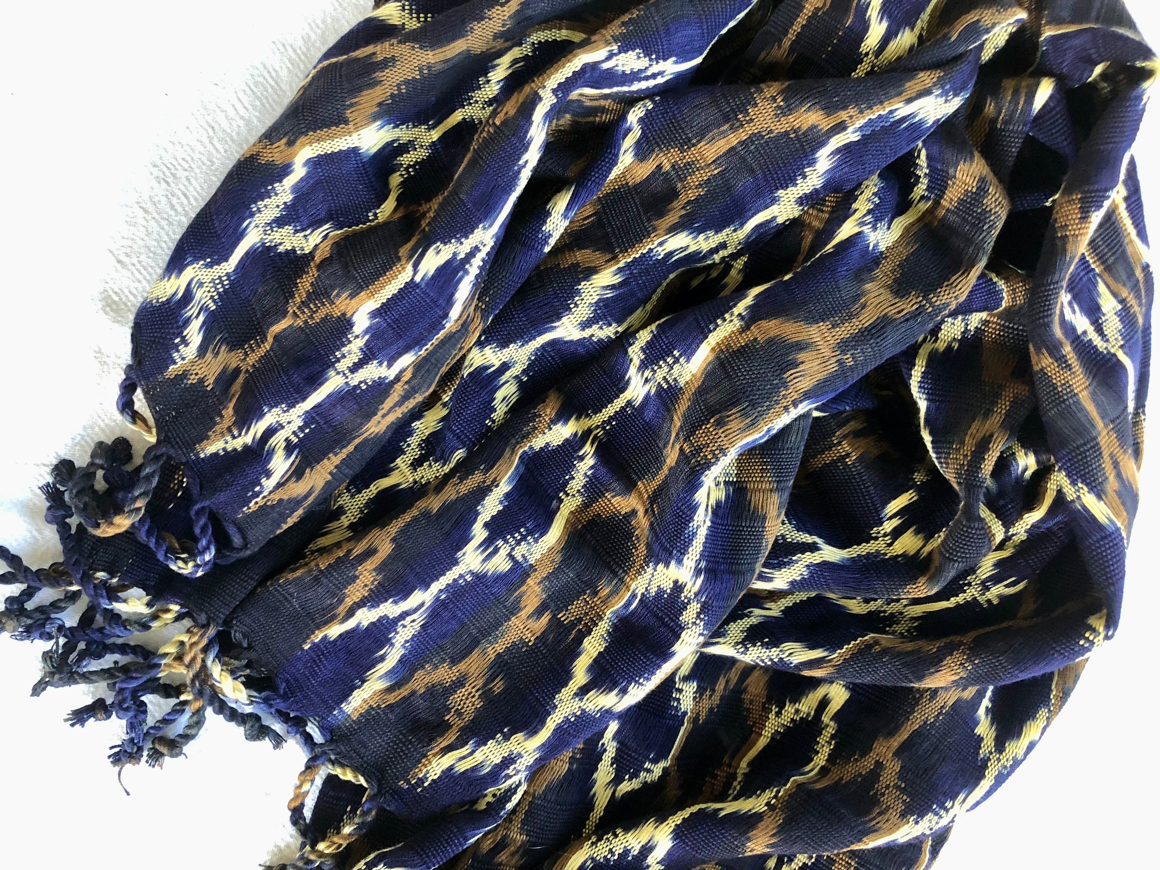 Hand Woven Scarf - Indigo, Cafe, and Natural