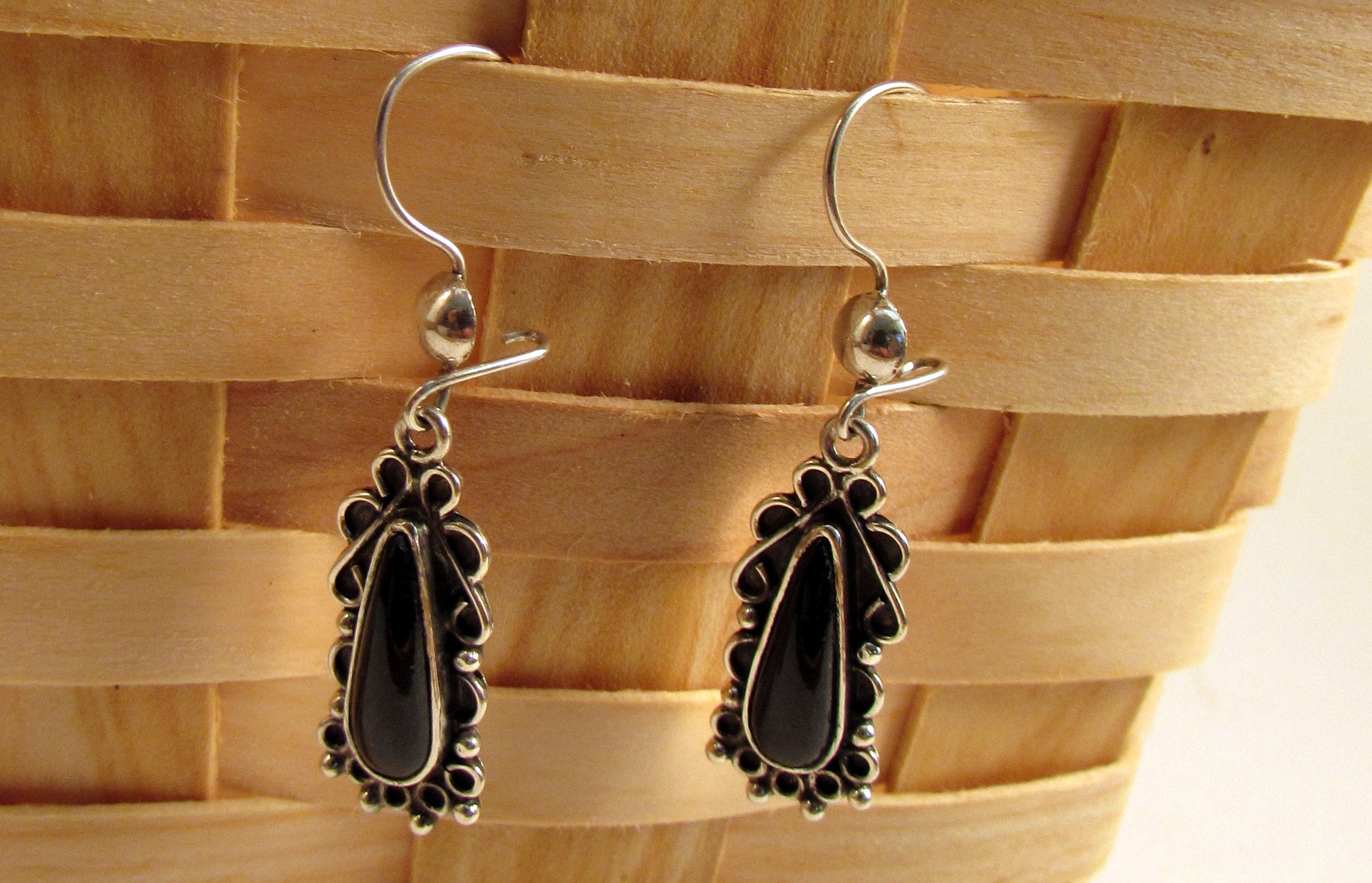 Black Jade Tear Drop Earrings